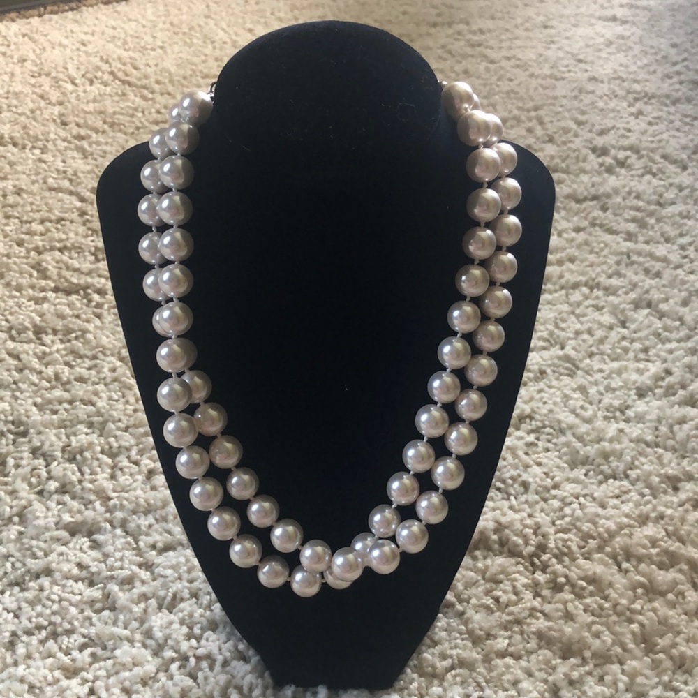 Faux double strand pearl necklace
